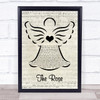 Bette Midler The Rose Music Script Angel Song Lyric Quote Music Print