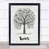 Lovehammers Trees Music Script Tree Song Lyric Print