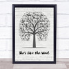 Patrick Swayze She's like the Wind Music Script Tree Song Lyric Print