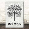 The Rolling Stones Wild Horses Music Script Tree Song Lyric Print