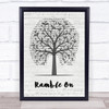 Led Zeppelin Ramble On Music Script Tree Song Lyric Wall Art Print