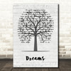 The Cranberries Dreams Music Script Tree Song Lyric Wall Art Print