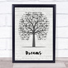 The Cranberries Dreams Music Script Tree Song Lyric Wall Art Print