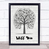 Hazel O'Connor Will You Music Script Tree Song Lyric Quote Music Print