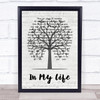 John Lennon In My Life Music Script Tree Song Lyric Quote Music Print