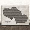 Ed Sheeran Perfect Landscape Music Script Two Hearts Song Lyric Print