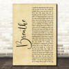 Faith Hill Breathe Rustic Script Song Lyric Print