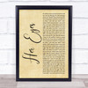 Fame On Fire Her Eyes Rustic Script Song Lyric Print