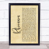 Fleetwood Mac Rhiannon Rustic Script Song Lyric Print