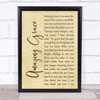 Hymn Amazing Grace Rustic Script Song Lyric Print