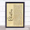 Audrye Sessions Relentless Rustic Script Song Lyric Print