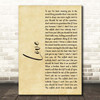 Koe Wetzel Love Rustic Script Song Lyric Print