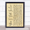 Nat King Cole When I Fall In Love Rustic Script Song Lyric Print