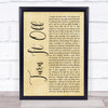 Paramore Turn It Off Rustic Script Song Lyric Print