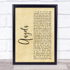 Robbie Williams Angels Rustic Script Song Lyric Print