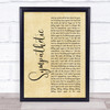 Seether Sympathetic Rustic Script Song Lyric Print