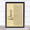 Beartooth Disease Rustic Script Song Lyric Print