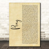 Take That Pray Rustic Script Song Lyric Print