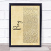 Take That Pray Rustic Script Song Lyric Print