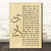 The Allman Brothers Band Blue Sky Rustic Script Song Lyric Print