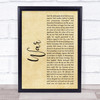 Bob Marley War Rustic Script Song Lyric Print