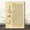 Cast Live The Dream Rustic Script Song Lyric Print