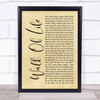 Dire Straits Walk Of Life Rustic Script Song Lyric Print