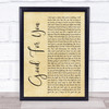 Josh Gracin Good For You Rustic Script Song Lyric Wall Art Print