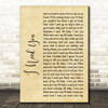 Lynyrd Skynyrd I Need You Rustic Script Song Lyric Wall Art Print