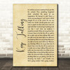 Pink Floyd Keep Talking Rustic Script Song Lyric Wall Art Print