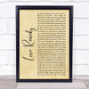 Roachford Love Remedy Rustic Script Song Lyric Wall Art Print