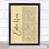 Rush Entre Nous Rustic Script Song Lyric Wall Art Print