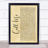 Shinedown Call Me Rustic Script Song Lyric Wall Art Print