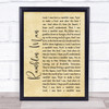 The Allman Brothers Band Ramblin' Man Rustic Script Song Lyric Wall Art Print