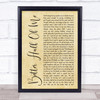 Tom Walker Better Half Of Me Rustic Script Song Lyric Wall Art Print