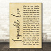 UB40 Impossible Love Rustic Script Song Lyric Wall Art Print