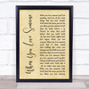 Bryan Adams When You Love Someone Rustic Script Song Lyric Wall Art Print