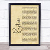 iiO Rapture Rustic Script Song Lyric Wall Art Print