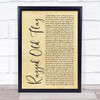 Johnny Cash Ragged Old Flag Rustic Script Song Lyric Wall Art Print