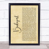George Ezra Budapest Rustic Script Song Lyric Quote Music Print
