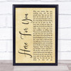 Neil Young Here For You Rustic Script Song Lyric Quote Music Print