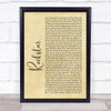 Post Malone Rockstar Rustic Script Song Lyric Quote Music Print