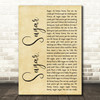 The Archies Sugar, Sugar Rustic Script Song Lyric Quote Music Print