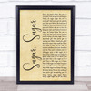 The Archies Sugar, Sugar Rustic Script Song Lyric Quote Music Print
