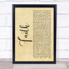 George Michael Faith Rustic Script Song Lyric Quote Print