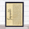 James Arthur Impossible Rustic Script Song Lyric Quote Print