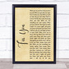 Coldplay Fix You Rustic Script Song Lyric Quote Print