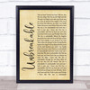 Westlife Unbreakable Rustic Script Song Lyric Quote Print