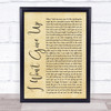 Jason Mraz I Won't Give Up Rustic Script Song Lyric Quote Print