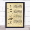10cc I'm Not In Love Rustic Script Song Lyric Print